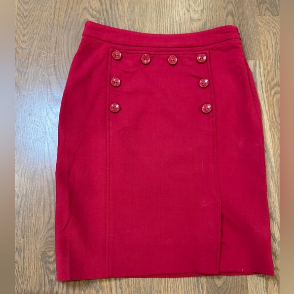 Worth Elegant Red Button-Front Skirt size 0 career wear professional B31 - Picture 1 of 6